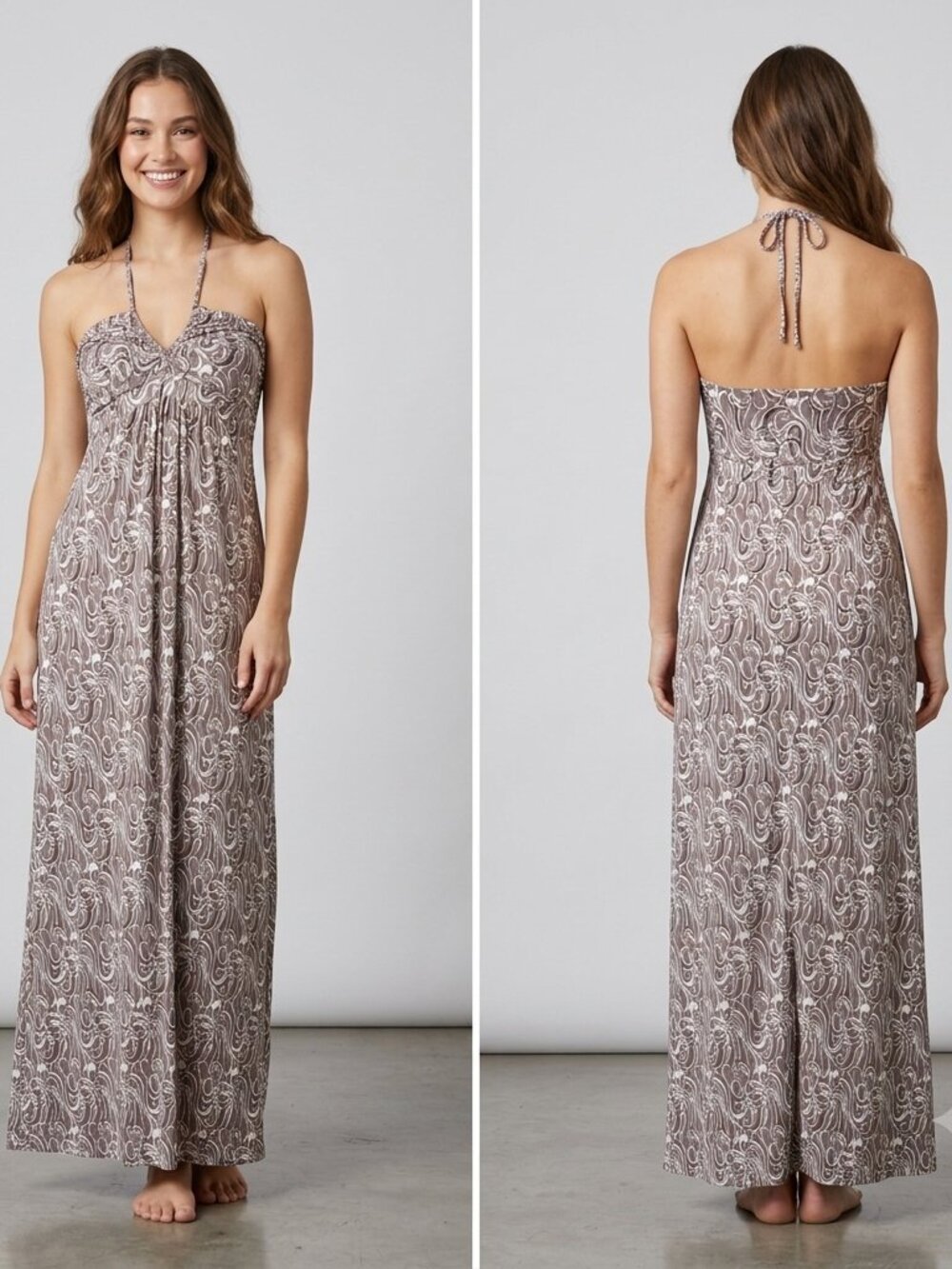 Toast Abstract Print Halter Maxi Dress Size M Boho Swim Coverup